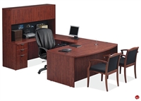 Picture of COPTI Bowfront U Shape Office Desk Workstation, Overhead Storage Hutch