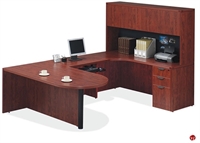 Picture of COPTI U Shape D Top Office Desk Workstation, Closed Overhead Storage