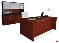 Picture of COPTI Veneer Executive Office Desk Workstation, Storage Credenza with Glass Door Storage