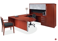 Picture of COPTI Veneer U Shape D Top Office Desk Workstation, Glass Door Storage, Wardrobe