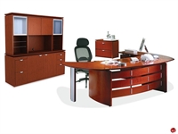 Picture of COPTI Veneer Executive Desk with Post, Storage Credenza with Overhead Storage