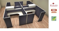 Picture of PEBLO Cluster of 4 Person 8' x 8' Cubicle Desk Workstation
