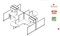 Picture of PEBLO Cluster of 4 Person L Shape Cubicle Desk Workstation