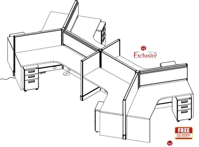 Picture of PEBLO 4' x 4' 6 Person POD Cubicle Desk Workstation