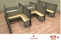 Picture of PEBLO CLuster of 6 Person L Shape 6' x 6' Cubicle Desk Workstation
