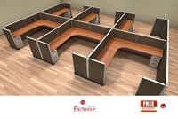 Picture of PEBLO Cluster of 6 Person L Shape 8' x 8' Cubicle Desk Worksation