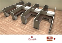 Picture of PEBLO Cluster of 8 Person L Shape 6' x 8' Cubicle Desk Workstation