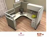 Picture of PEBLO 6' x 7' L Shape Office Cubicle Desk Workstation with Storage