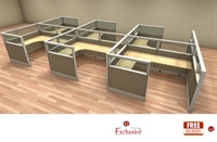 Picture of PEBLO Cluster of 5 Person L Shape 6' x 8' Cubicle Desk Workstation
