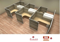 Picture of PEBLO Cluster of 6 Person L Shape 6' x 8' Cubicle Desk Workstation