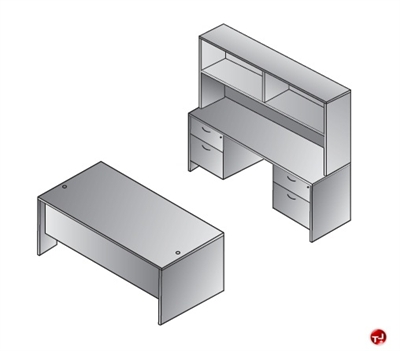 Picture of QSP U Shape Office Desk Workstation with Overhead Storage