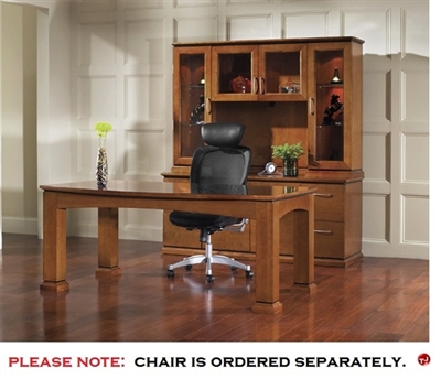 Picture of QSP Veneer Executive Office Table with Kneespace Credenza with Glass Door Overhead