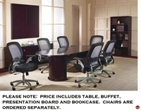 Picture of QSP Veneer 96" Conference Table with Buffet Storage and Presentation Board