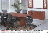 Picture of QSP 72" Racetrack Conference Table with Storage Credenza and Presentation Board