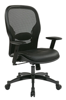 Picture of Ergonomic Mid Back Office Task Mesh Chair with Leather Seat