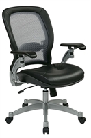 Picture of Ergonomic Mid Back Mesh Chair with Leather Seat