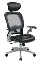 Picture of Ergonomic High Back Mesh Chair with Leather Seat and Adjustable Headrest