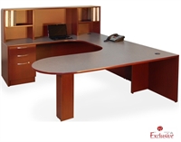 Picture of PEBLO Custom U Shape D Top Office Desk Workstation with Overhead Storage