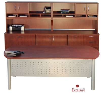 Picture of PEBLO Custom 72" Table Desk with Storage Credenza with Closed Overhead