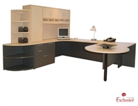 Picture of PEBLO Custom U Shape Office Desk Workstation with Closed Overhead Storage