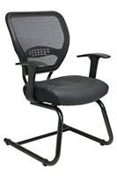 Picture of Sled Base Guest Visitor Mesh Chair with Leather Seat
