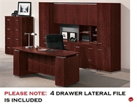 Picture of Veneer 72" Executive Desk with Storage Credenza, Wardrobes and 4 Drawer Lateral