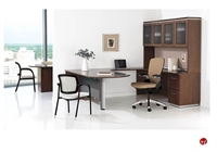 Picture of Veneer 72" D Top U Shape Office Desk Workstation with Glass Door Overhead Storage