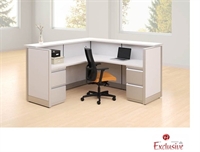 Picture of PEBLO L Shape Cubicle Reception Desk Workstation