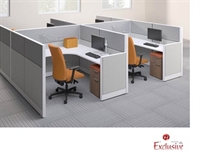 Picture of PEBLO Cluster of 4 Person L Shape Electrified Cubicle Desk Workstation