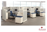 Picture of PEBLO Electrified Cluster of 3 Person L Shape Cubicle Workstation