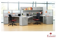 Picture of PEBLO Electrified Cluster of 2 Person Cubicle Desk Workstation