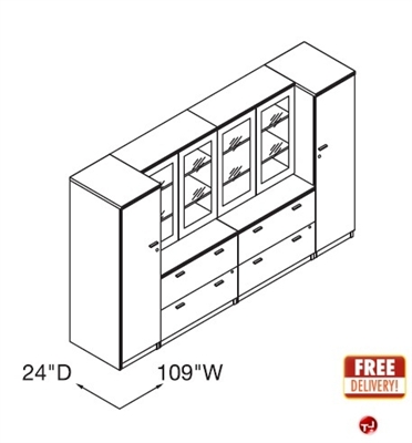 Picture of Veneer  Wall Storage Credenza with Glass Door and Wardrobe