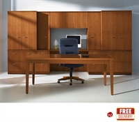Picture of Veneer Kneespace Wall Storage with Overhead Storage with Executive Table