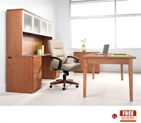 Picture of Veneer 72" Table Desk with Glass Door Kneespace Credenza and 2 Drawer Lateral File