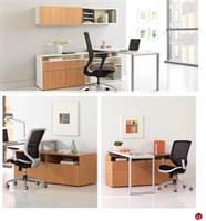 Picture of Contemporary L Shape Office Desk Workstation with Wall Mount Overhead