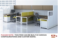 Picture of Cluster of 2 Person U Shape Cubicle Desk Workstation with Ovehead Storage