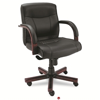Picture of Mid Back Padded Office Conference Chair with Wood Base