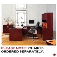 Picture of Veneer 66" U Shape Office Desk Workstation with Closed Overhead and 2 Door Storage Cabinet
