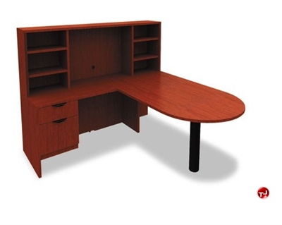 Picture of 72" L Shape D Top Office Desk Workstation with Overhead Storage