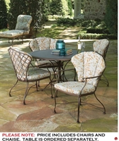 Picture of GRID Outdoor Wrought Iron Padded Chairs with Adjustable Chaise Lounge