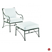 Picture of GRID Outdoor Wrought Iron Lounge Chair with Ottoman, Padded Cushion