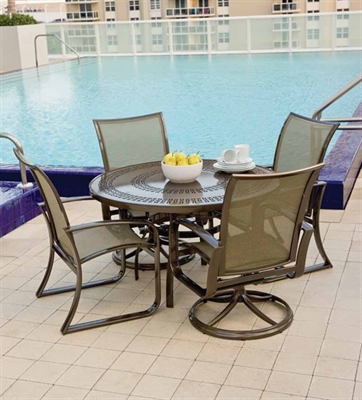 Picture of GRID Outdoor Aluminum Mesh Swivel Rocker Chairs and Dining Arm Chairs, Set of 4