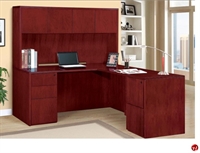 Picture of DMI Saratoga Veneer 72" L Shape Desk with Closed Overhead Storage