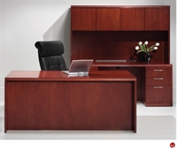 Picture of DMI Summit Veneer Double Pedestal Desk with Kneespace Credenza and Closed Overhead Storage