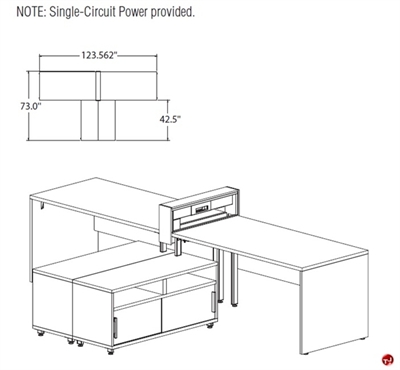 Picture of STROY Contemporary 2 Person L Shape Bench Seating Office Desk Workstation, Circuit Power