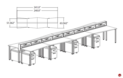 Picture of STROY 8 Person Bench Seating Office Desk Teaming Workstation wtih Circuit Power