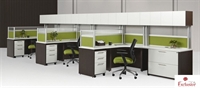 Picture of PEBLO 3 Person L Shape Office Desk Cubicle Workstation