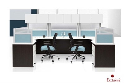 Picture of PEBLO Custom 2 Person L Shape Office Desk Cubicle Workstation
