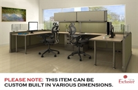 Picture of PEBLO Cluster of 2 Person L Shape Office Desk Cubicle Workstation with Overhead Storage
