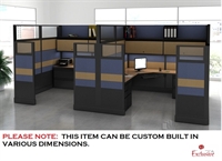 Picture of PEBLO Cluster of 2 Person 8' x 8' L Shape Cubicle Desk Workstation